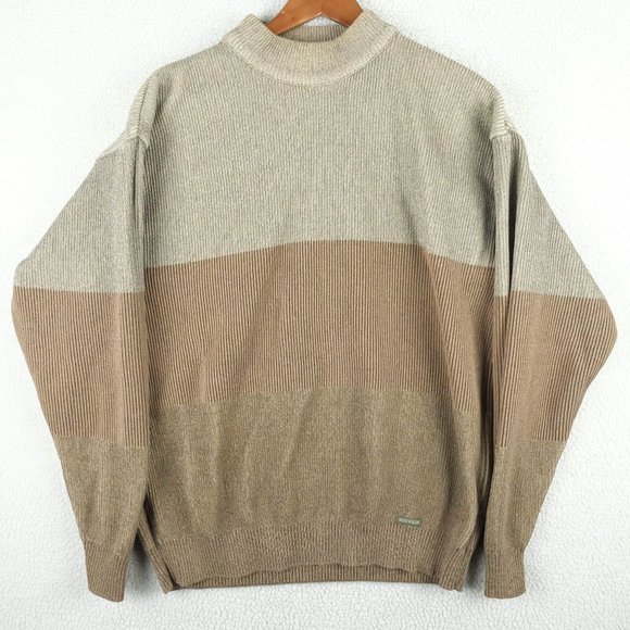 Blue Willis Denmark Sweater Womens Large Beige Striped Crew Oversized Ribbed - Picture 1 of 9